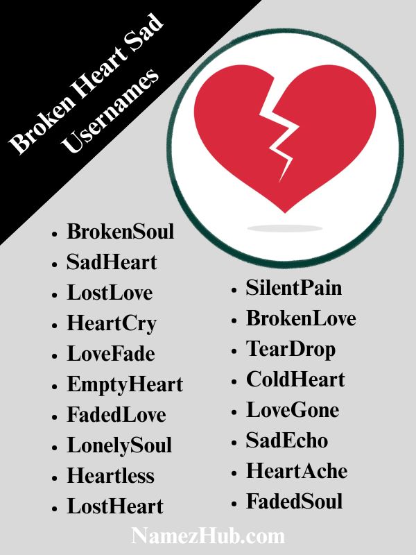 Broken Heart Sad Usernames