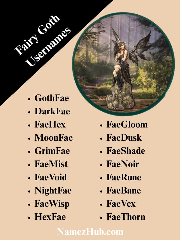 Fairy Goth Usernames