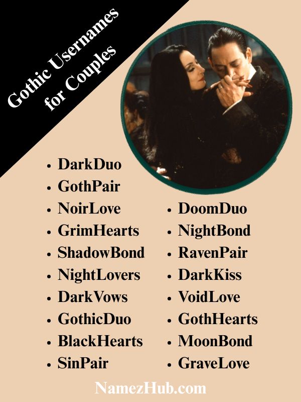 Gothic Usernames for Couples