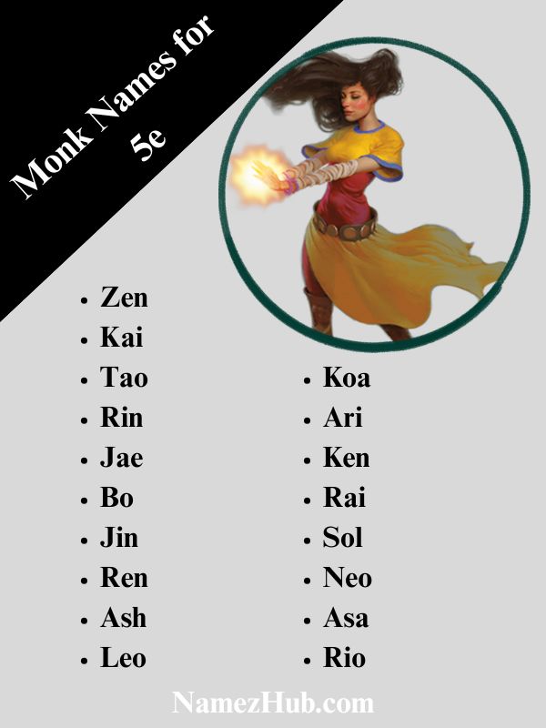 Monk Names for 5e