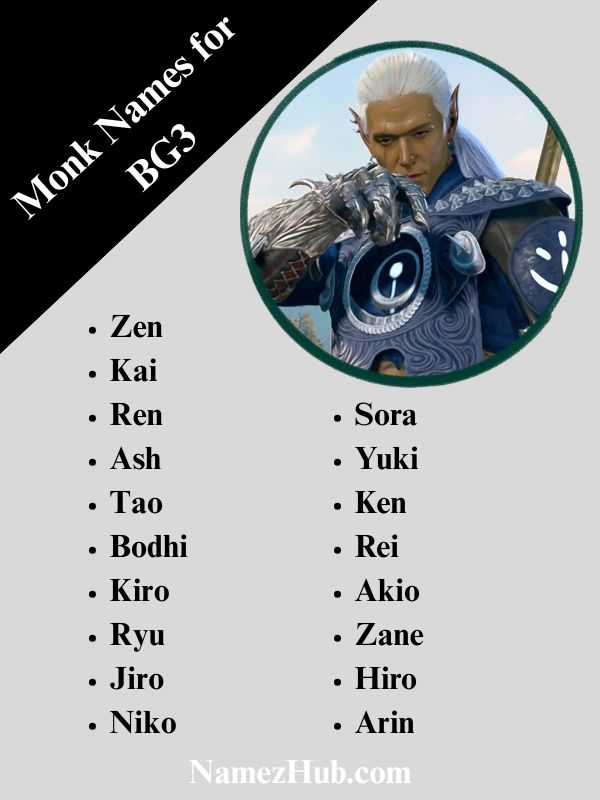 Monk Names for BG3