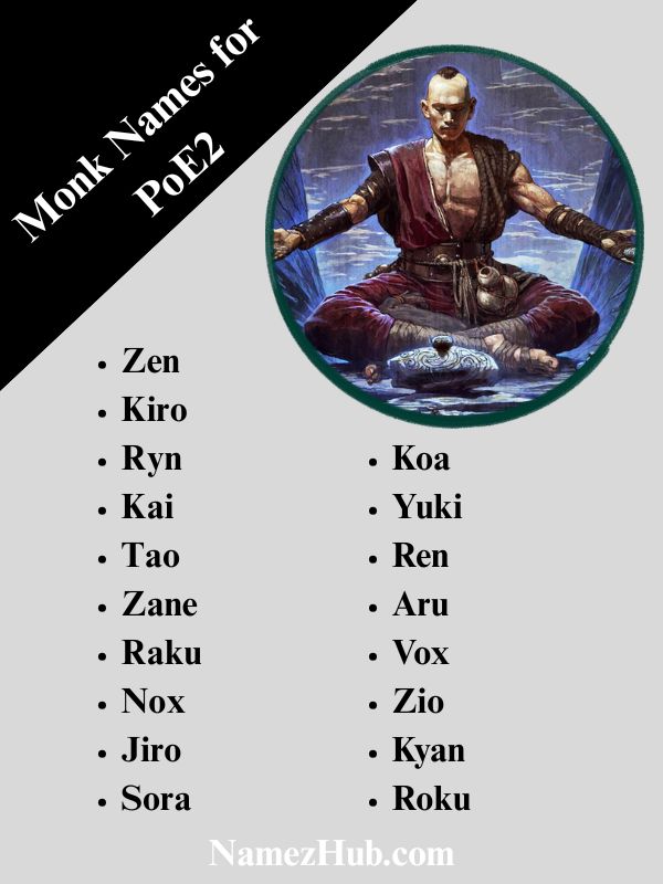 Monk Names for PoE2