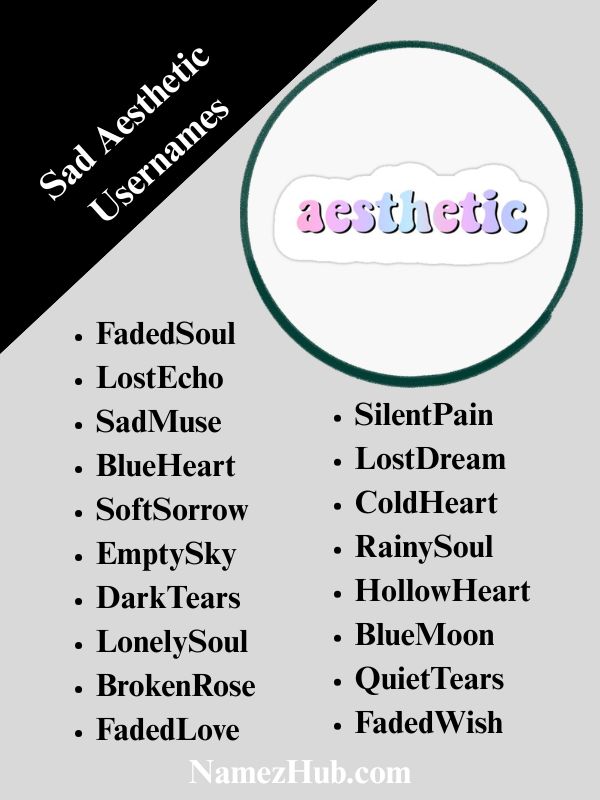 Sad Aesthetic Usernames