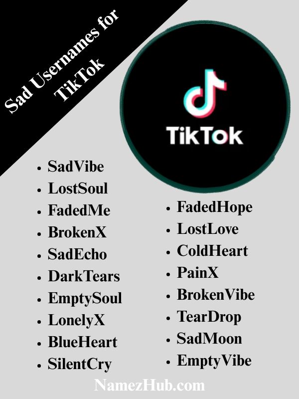 Sad Usernames for TikTok