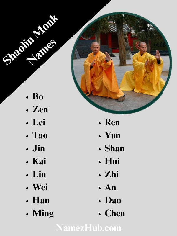 Shaolin Monk Names
