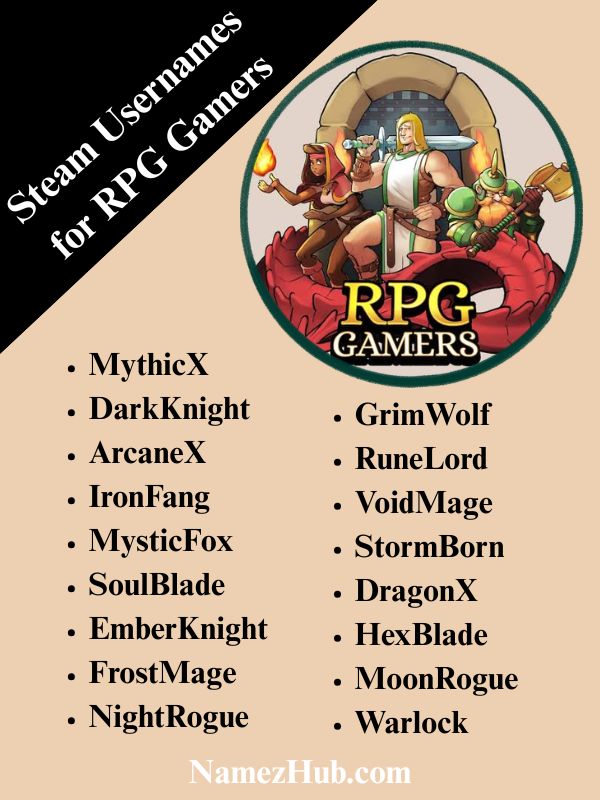 Steam Usernames for RPG Gamers