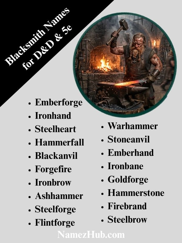 Blacksmith Names for D&D & 5e