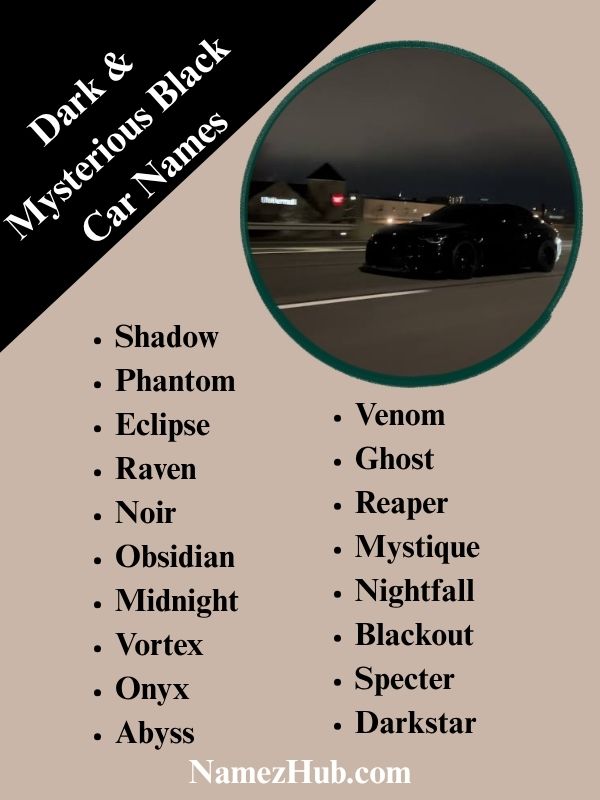 Dark & Mysterious Black Car Names