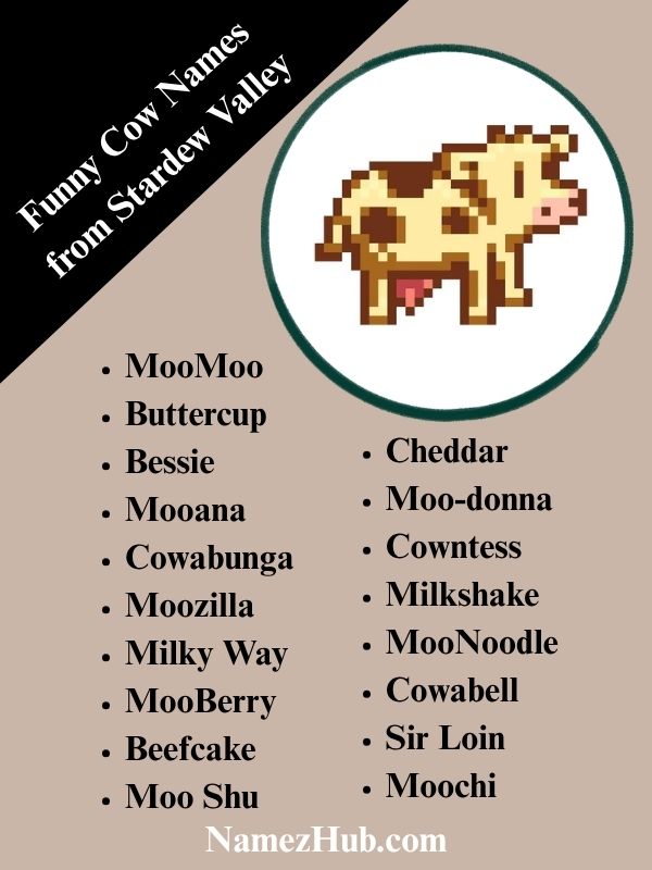 Funny Cow Names from Stardew Valley