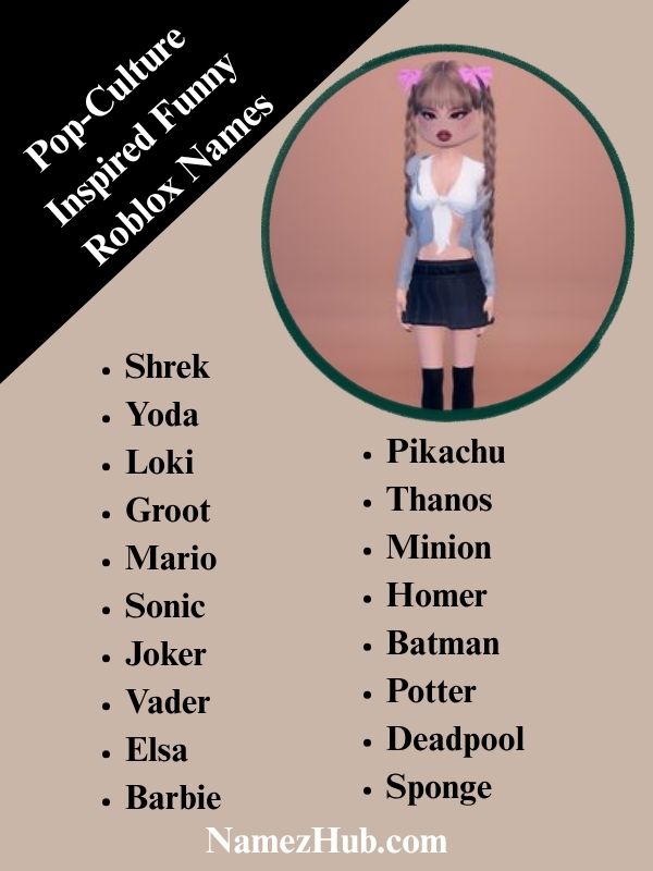 Pop-Culture Inspired Funny Roblox Names