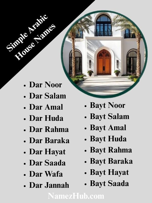 Simple Arabic House Names