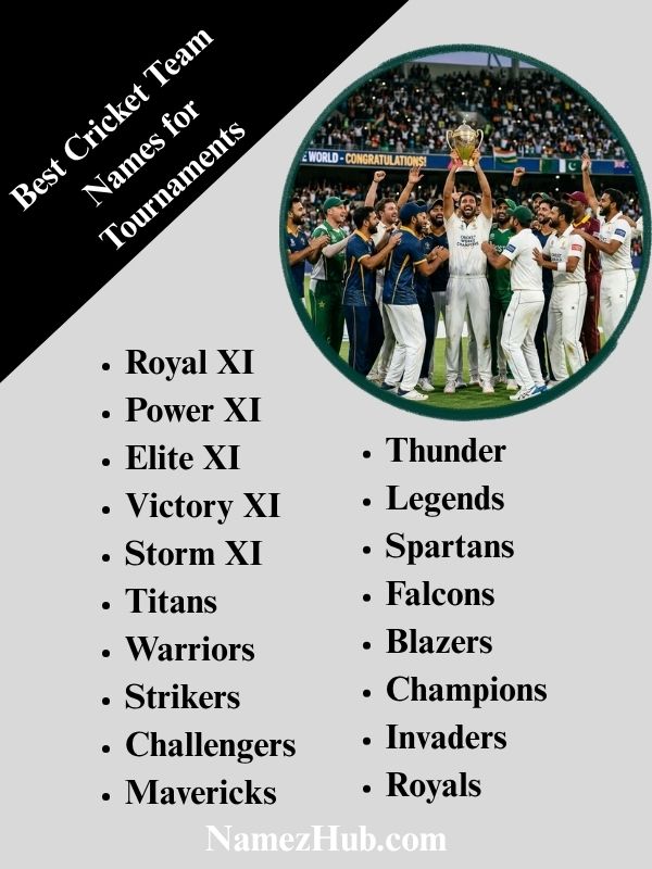 Best Cricket Team Names for Tournaments