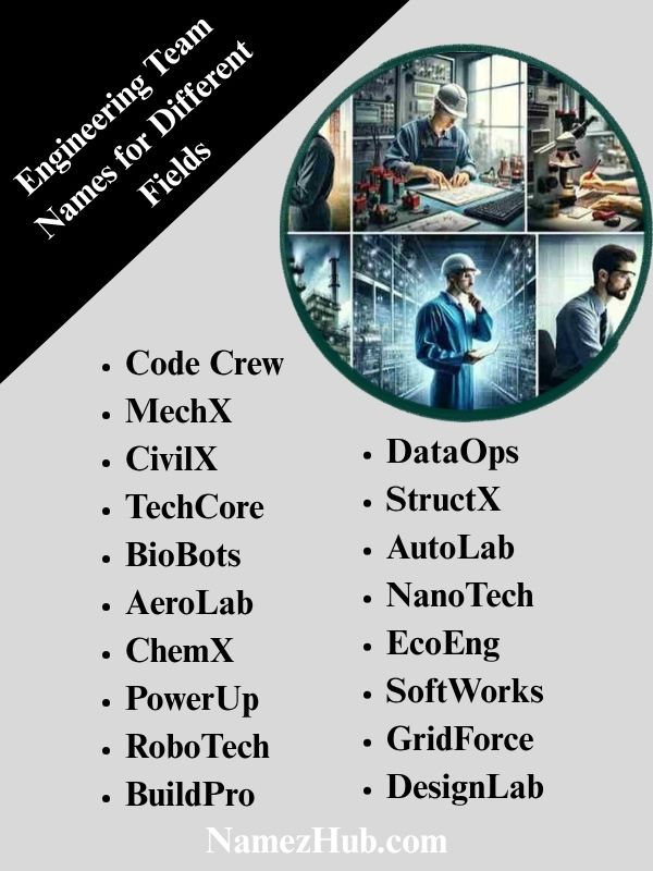 Engineering Team Names for Different Fields
