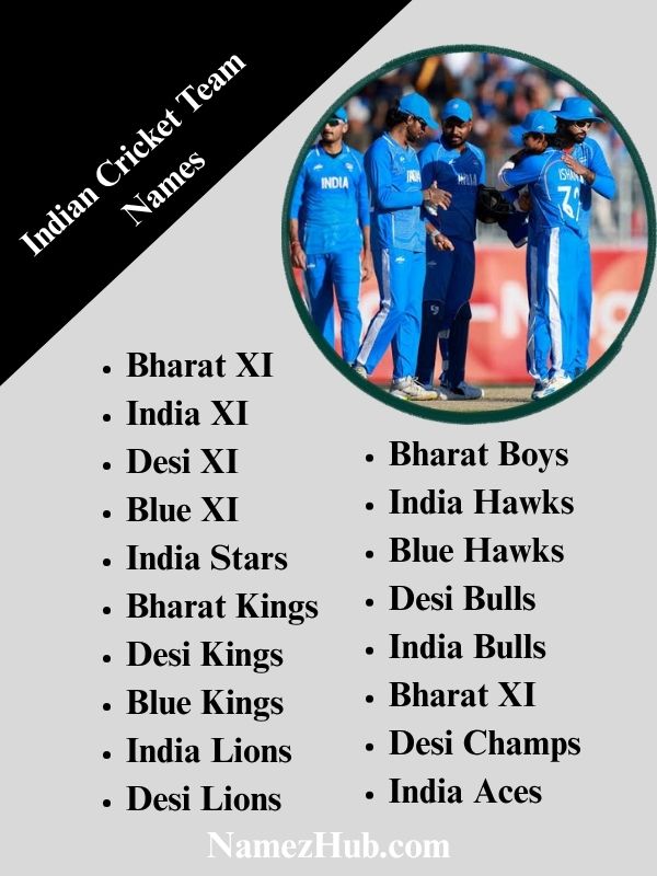 Indian Cricket Team Names