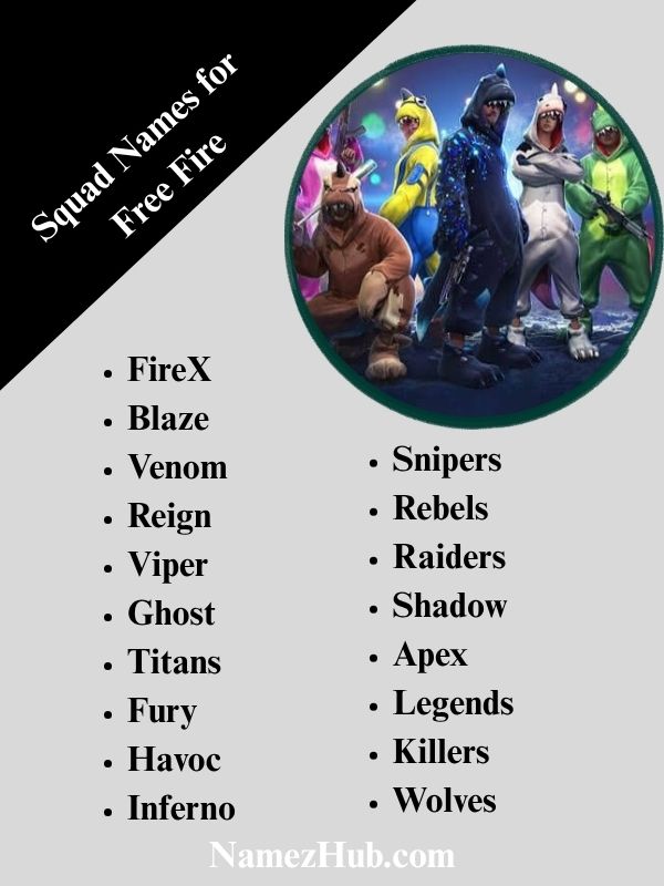 Squad Names for Free Fire